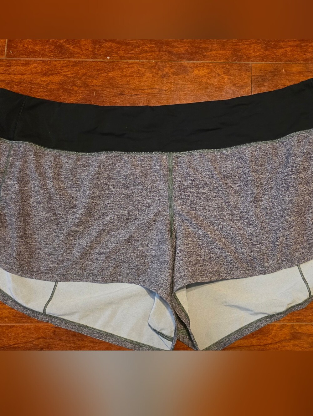 lululemon athletica Heather Gray Athletic Shorts with Black Waistband